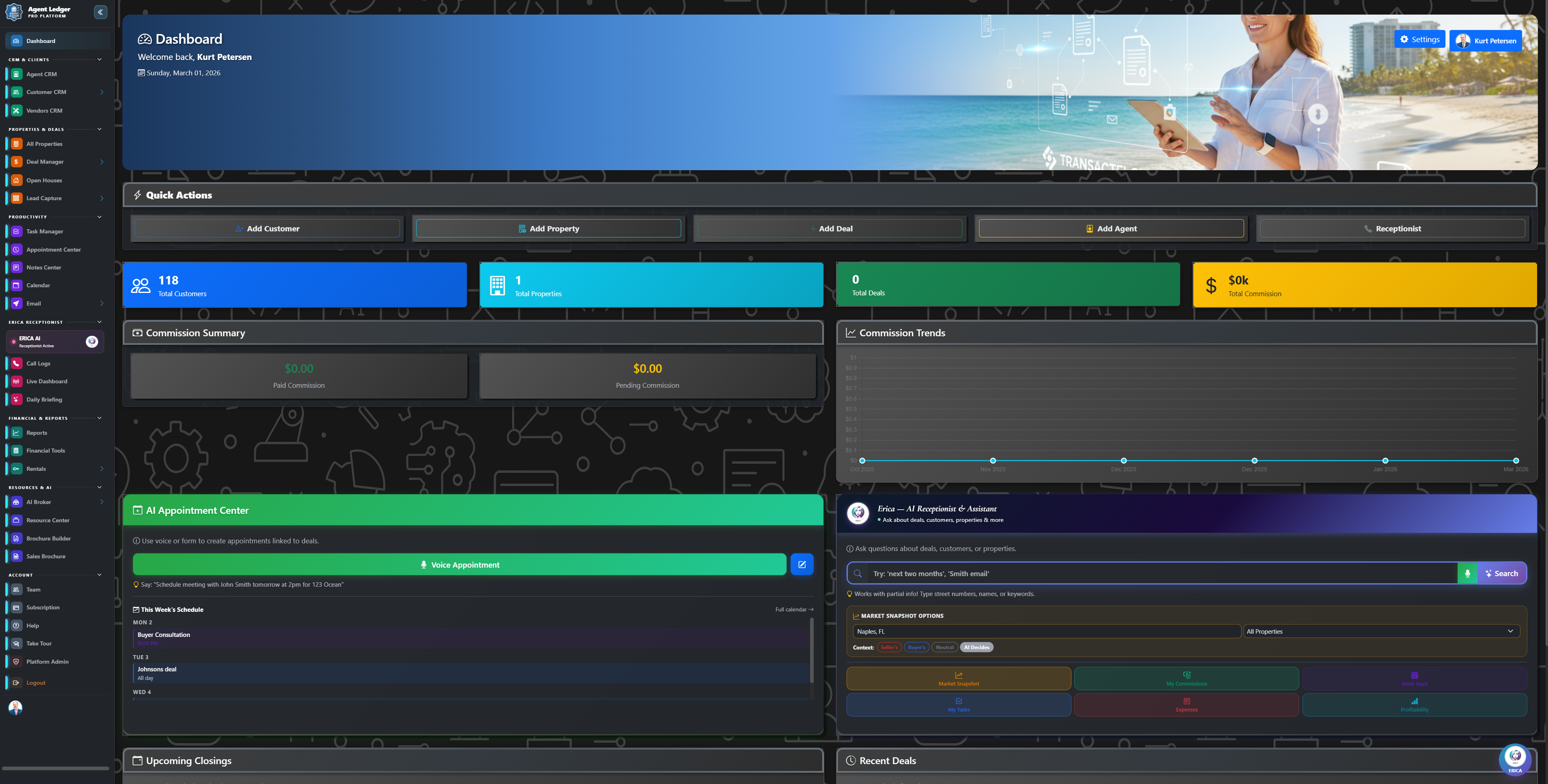 Agent Ledger – Dark Mode Dashboard